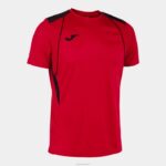 Joma 82P4R10 أحمر أسود قميص بطولة قصيرة الأكمام السابع رجال
