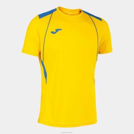 Joma 82P4R1124 أصفر أزرق ملكي قميص بطولة قصيرة الأكمام السابع رجال