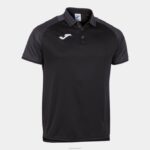 Joma 82P4R1296 أسود رمادي غامق قميص بولو قصير الأكمام أساسي الثاني رجال