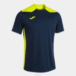 Joma 82P4R1344 الأزرق الداكن أصفر فلوري بطولة قميص قصير الأكمام سادسا رجال