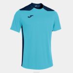 Joma 82P4R1469 الفلورسنت الفيروز الأزرق الداكن بطولة قميص قصير الأكمام سادسا رجال