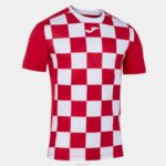 Joma 82P4R1523 احمر ابيض قميص بأكمام قصيرة العلم الثاني رجال