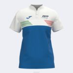Joma 82P4R1589 أبيض أزرق ملكي قميص بولو قصير الاكمام لاتحاد التنس والباديل الايطالى نحيف