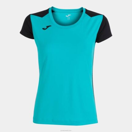 Joma 82P4R1864 الفيروز الأسود قميص قصير الأكمام سجل الثاني نحيف