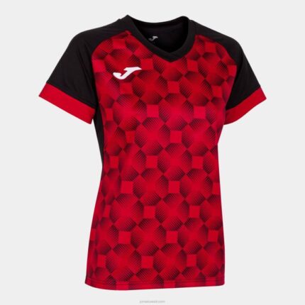 Joma 82P4R1889 أسود أحمر قميص بأكمام قصيرة سوبر نوفا iii نحيف