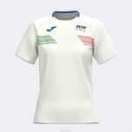 Joma 82P4R2036 أبيض قميص الاتحاد الايطالى للتنس والباديل بأكمام قصيرة نحيف