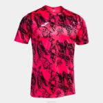 Joma 82P4R219 نيون وردي أسود قميص قصير الأكمام أسد رجال