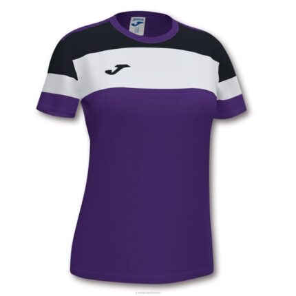 Joma 82P4R2261 أرجواني أسود أبيض قميص بأكمام قصيرة طاقم رابعا نحيف