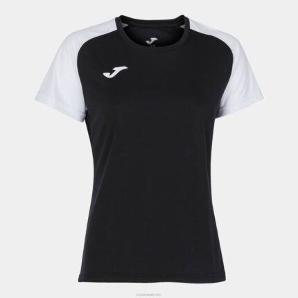Joma 82P4R2329 أسود أبيض قميص بأكمام قصيرة أكاديمية رابعا نحيف