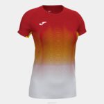Joma 82P4R2355 أحمر أبيض أصفر قميص قصير الأكمام النخبة السابع نحيف