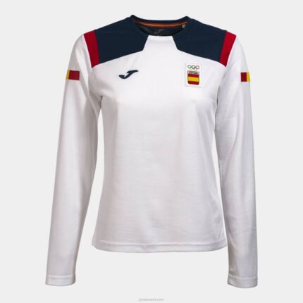 Joma 82P4R2435 أبيض قميص طويل الأكمام اللجنة الأولمبية الإسبانية نحيف