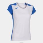 Joma 82P4R2488 أبيض أزرق ملكي قميص قصير الأكمام سجل الثاني نحيف