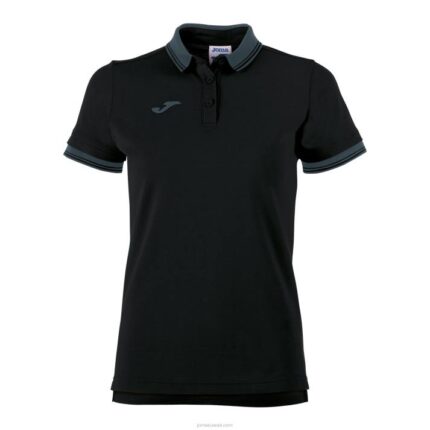 Joma 82P4R2628 أسود قميص بولو قصير الأكمام Bali II نحيف