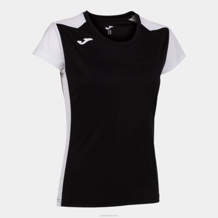 Joma 82P4R2668 أسود أبيض قميص قصير الأكمام سجل الثاني نحيف