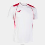 Joma 82P4R2910 أبيض أحمر قميص بطولة قصيرة الأكمام السابع رجال