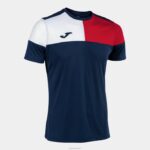 Joma 82P4R2922 الأزرق الداكن الأحمر الأبيض قميص طاقم قصير الأكمام v رجال