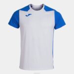 Joma 82P4R3112 أبيض أزرق ملكي قميص قصير الأكمام سجل الثاني رجال