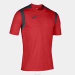 Joma 82P4R3212 أحمر أسود بطولة قميص قصير الأكمام v رجال