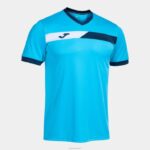 Joma 82P4R3284 الفلورسنت الفيروز الأزرق الداكن الأبيض قميص قصير الأكمام المحكمة رجال