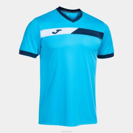 Joma 82P4R3284 الفلورسنت الفيروز الأزرق الداكن الأبيض قميص قصير الأكمام المحكمة رجال