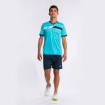 Joma 82P4R3284 الفلورسنت الفيروز الأزرق الداكن الأبيض قميص قصير الأكمام المحكمة رجال - Image 7