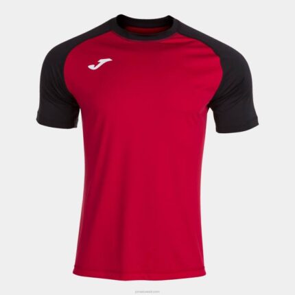 Joma 82P4R3337 أحمر أسود قميص قصير الأكمام للعمل الجماعي رجال