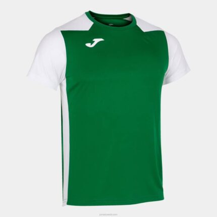 Joma 82P4R3342 أبيض أخضر قميص قصير الأكمام سجل الثاني رجال