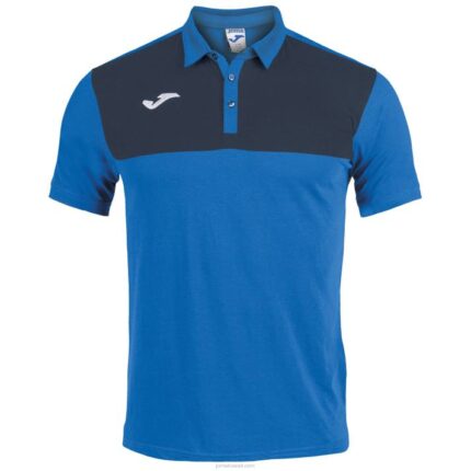 Joma 82P4R3533 الأزرق الملكي الأزرق الداكن قميص بولو قصير الأكمام من القطن الفائز رجال
