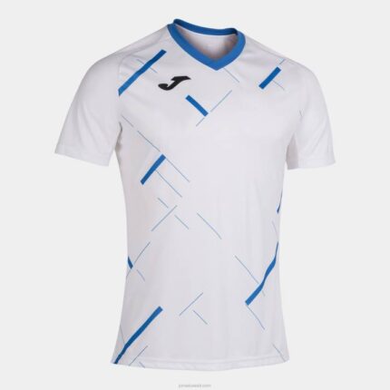 Joma 82P4R3551 أبيض أزرق ملكي قميص بأكمام قصيرة النمر الثالث رجال