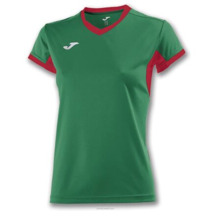 Joma 82P4R3589 أخضر أحمر قميص بطولة قصيرة الأكمام الرابع نحيف