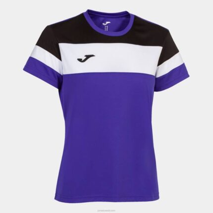 Joma 82P4R3597 أرجواني أسود أبيض قميص بأكمام قصيرة طاقم رابعا نحيف
