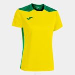 Joma 82P4R3616 الأخضر الأصفر بطولة قميص قصير الأكمام سادسا نحيف