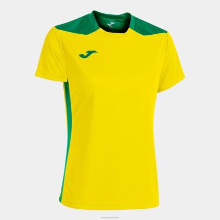 Joma 82P4R3616 الأخضر الأصفر بطولة قميص قصير الأكمام سادسا نحيف