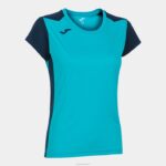 Joma 82P4R3640 الفلورسنت الفيروز الأزرق الداكن قميص قصير الأكمام سجل الثاني نحيف