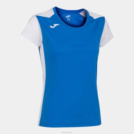 Joma 82P4R3667 أزرق ملكي أبيض قميص قصير الأكمام سجل الثاني نحيف