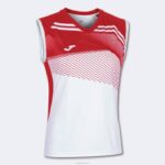 Joma 82P4R3702 أبيض أحمر تي شيرت بدون أكمام سوبرنوفا الثاني نحيف