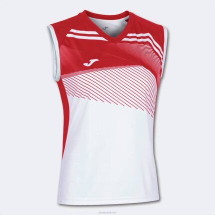 Joma 82P4R3702 أبيض أحمر تي شيرت بدون أكمام سوبرنوفا الثاني نحيف