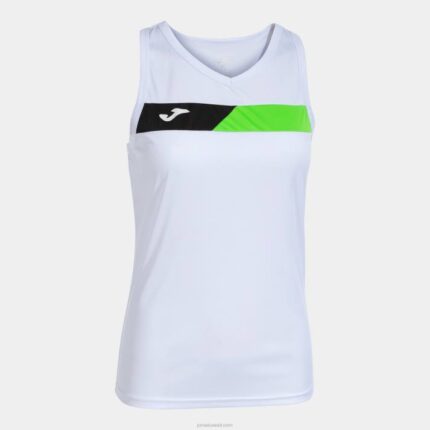 Joma 82P4R3706 أبيض أسود أخضر نيون بلا أكمام تي شيرت المحكمة نحيف