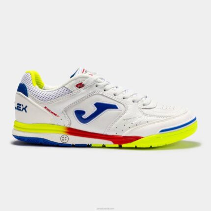 Joma 82P4R3710 أبيض أصفر فلوري أحذية كرة الصالات أعلى فليكس انتعاش 22 اختيار داخل الصالات الإسبانية
