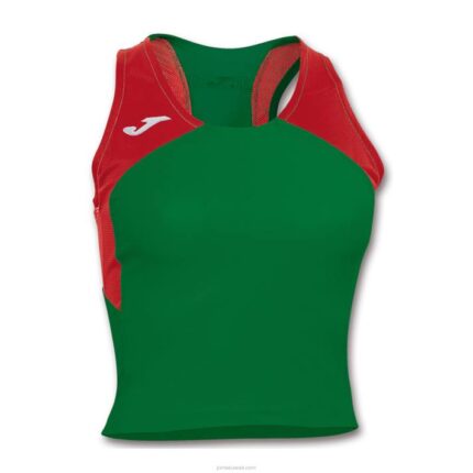 Joma 82P4R3729 أخضر أحمر سجل قميص بلا أكمام نحيف