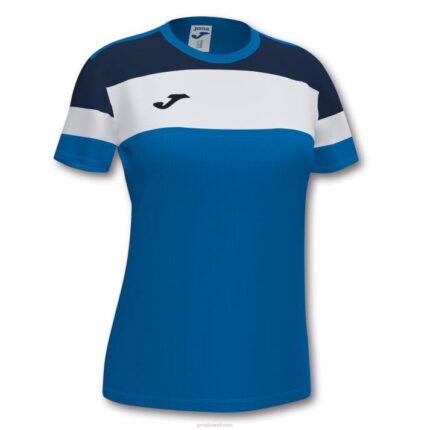 Joma 82P4R3784 الأزرق الملكي الأزرق الداكن الأبيض قميص بأكمام قصيرة طاقم رابعا نحيف