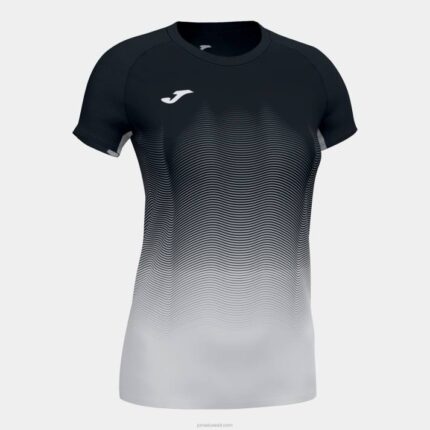 Joma 82P4R3789 أسود أبيض رمادي قميص قصير الأكمام النخبة السابع نحيف