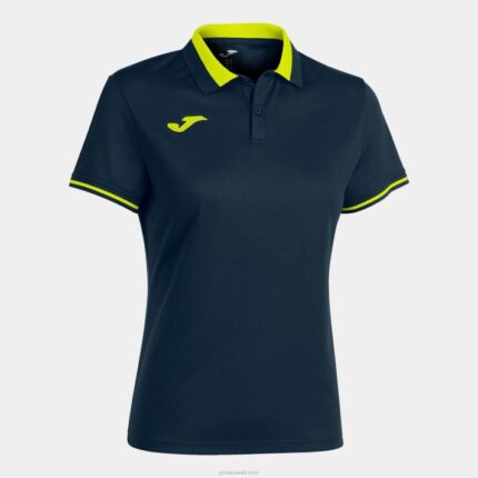 Joma 82P4R3907 الأزرق الداكن أصفر فلوري بطولة قميص بولو قصير الاكمام vi نحيف