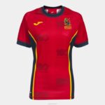 Joma 82P4R3915 أحمر قميص قصير الاكمام 1st موحدة الاتحاد الاسباني للرجبي نحيف
