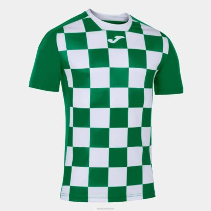 Joma 82P4R4144 أبيض أخضر قميص بأكمام قصيرة العلم الثاني رجال