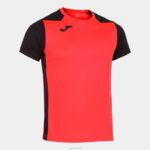 Joma 82P4R4178 نيون المرجان الأسود قميص قصير الأكمام سجل الثاني رجال