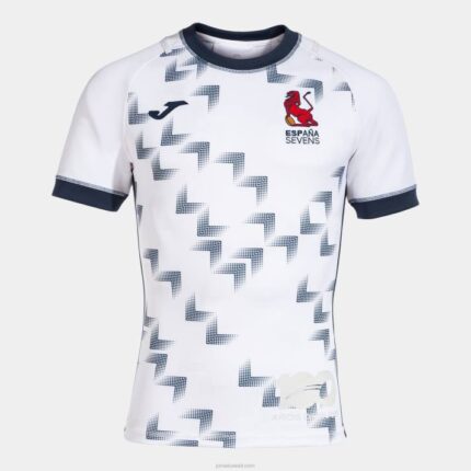 Joma 82P4R4191 أبيض قميص قصير كم 2 زي الاتحاد الاسباني للرجبي