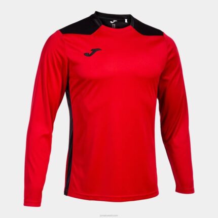 Joma 82P4R4278 أحمر أسود بطولة القميص بأكمام طويلة vi رجال