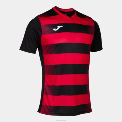 Joma 82P4R4290 أسود أحمر قميص بكم قصير europa v رجال
