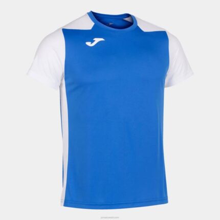 Joma 82P4R4308 أزرق ملكي أبيض قميص قصير الأكمام سجل الثاني رجال